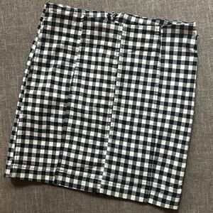 FP Free People Black White Gingham Checked Mini Skirt Sz 0